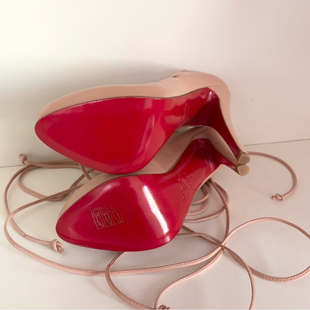 New Christian Louboutin nude Lace-Up Heels - Picture 2 of 16
